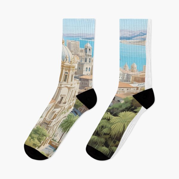 Item preview, Malaga Spain Mediterranean Cityscape Travel Art designed and sold by LaFabricaArt.