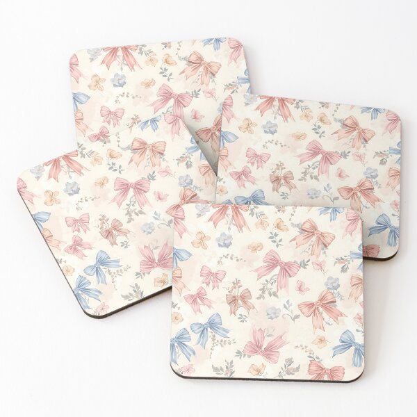 Item preview, Soft Pastel Coquette Bows & Ribbons Pattern – Elegant Watercolor Lace Design in Blush, Pink, Ivory & Blue | Feminine Vintage Aesthetic designed and sold by CoastalEmp.