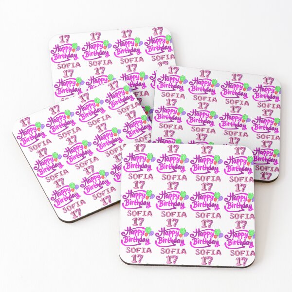 Item preview, Sofia Happy 17th Birthday Pink Balloon Script Trendy Personalized Gift designed and sold by VibranPalette.