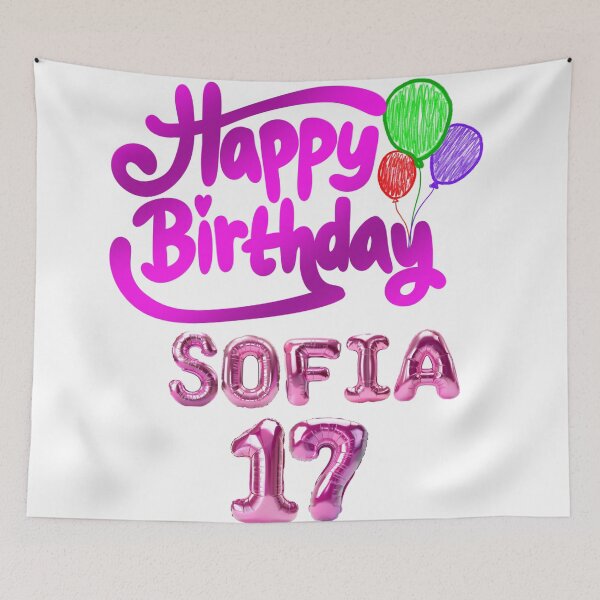 Item preview, Sofia Happy 17th Birthday Pink Balloon Script Trendy Personalized Gift designed and sold by VibranPalette.