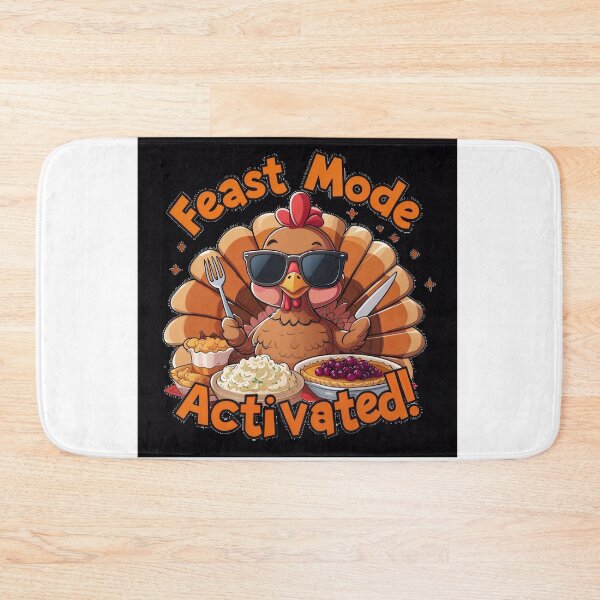 Item preview, Feast Mode Activated — Funny Thanksgiving Turkey Art — Cute Food Humor Illustration designed and sold by SmartyWonders.