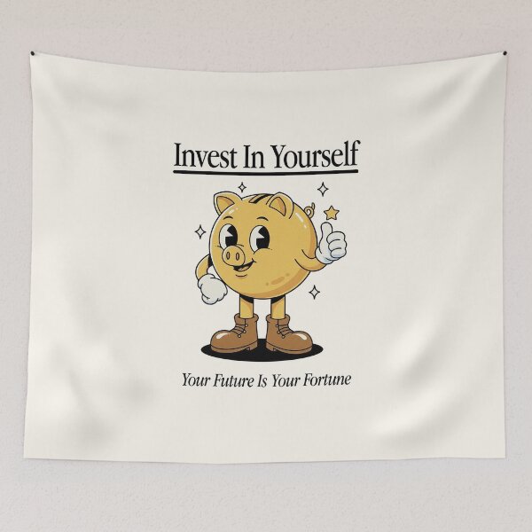 Item preview, Invest In Yourself Piggy Bank Retro Money Motivation designed and sold by HoopeStylee.