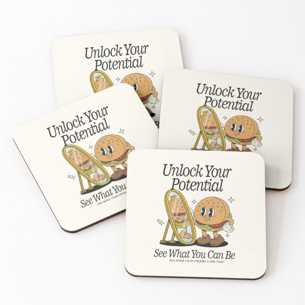 Item preview, Unlock Your Potential Retro Burger Motivation Mascot Art designed and sold by HoopeStylee.