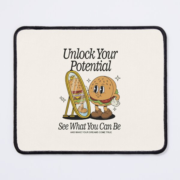 Item preview, Unlock Your Potential Retro Burger Motivation Mascot Art designed and sold by HoopeStylee.