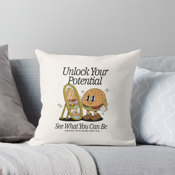 Item preview, Unlock Your Potential Retro Burger Motivation Mascot Art designed and sold by HoopeStylee.
