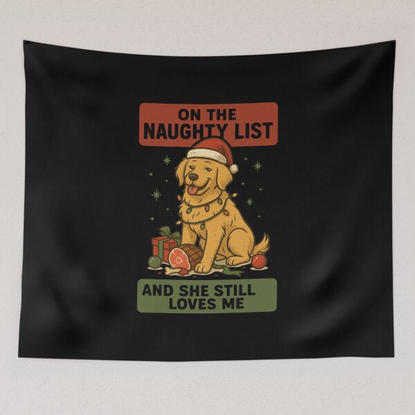 Item preview, Golden Retriever Christmas On the Naughty List designed and sold by Meandmyshop.