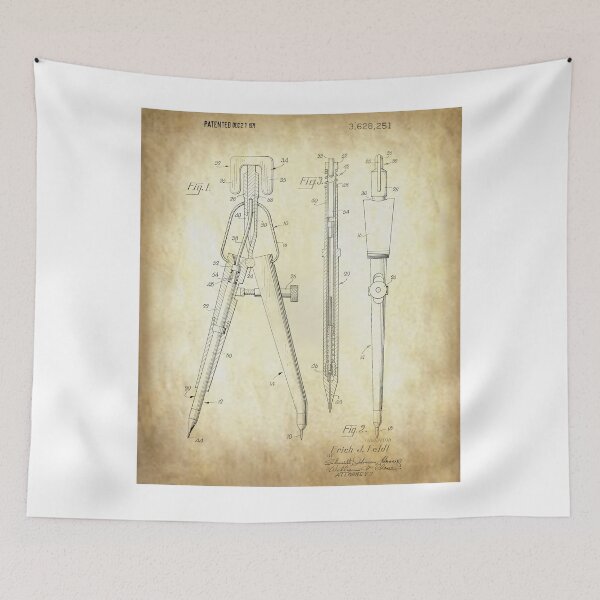 Item preview, Nerdy Vintage Compass Patent Math Science Teacher Black Text Parchment designed and sold by MathWare MathClips.