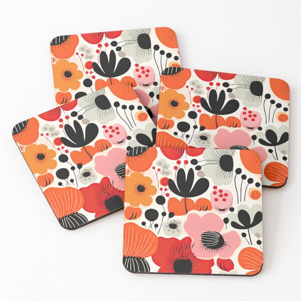 Item preview, Scandinavian Marimekko  Orange Pink Black  designed and sold by CraftedHome.