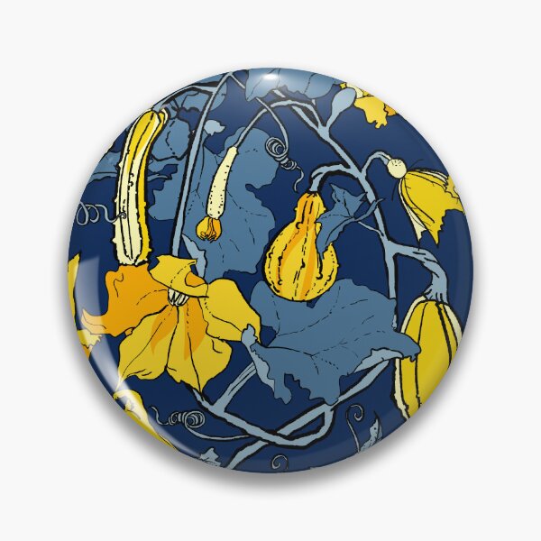 Item preview, cucurbits - trailing pumpkin vines in blue and yellow designed and sold by kobyakov.