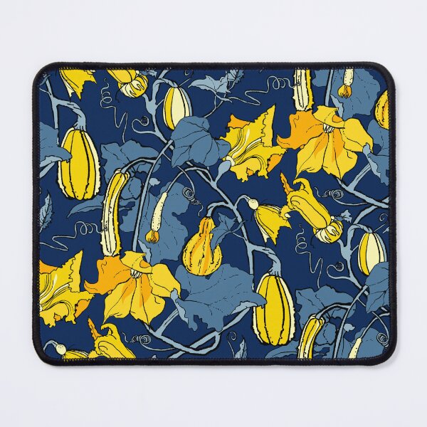 Item preview, cucurbits - trailing pumpkin vines in blue and yellow designed and sold by kobyakov.