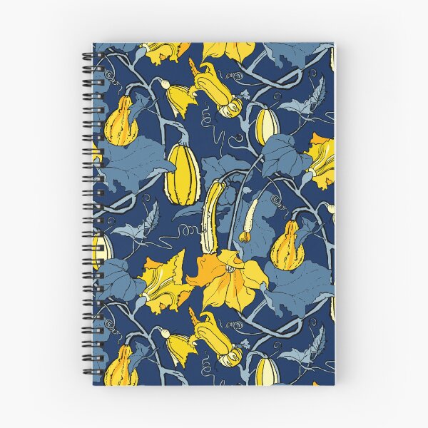 Item preview, cucurbits - trailing pumpkin vines in blue and yellow designed and sold by kobyakov.