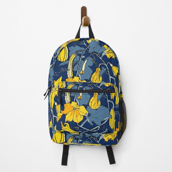 Item preview, cucurbits - trailing pumpkin vines in blue and yellow designed and sold by kobyakov.