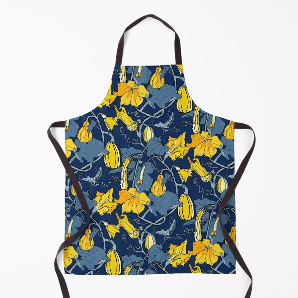 Item preview, cucurbits - trailing pumpkin vines in blue and yellow designed and sold by kobyakov.