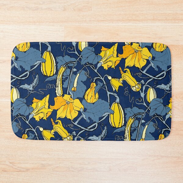 Item preview, cucurbits - trailing pumpkin vines in blue and yellow designed and sold by kobyakov.