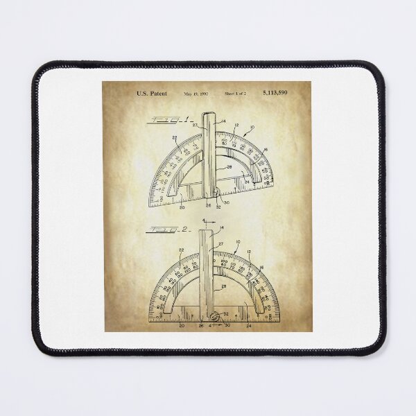 Item preview, Nerdy Vintage Protractor Patent Math Science Teacher Black Text Parchment designed and sold by MathWare MathClips.