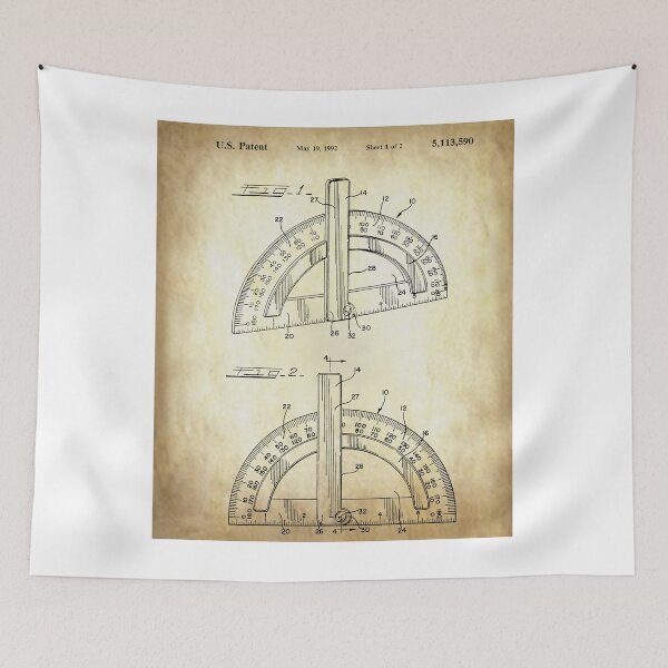 Item preview, Nerdy Vintage Protractor Patent Math Science Teacher Black Text Parchment designed and sold by MathWare MathClips.