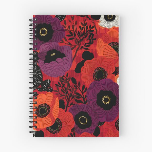 Item preview, Scandinavian Marimekko Crimson Red White Poppy Pattern designed and sold by CraftedHome.