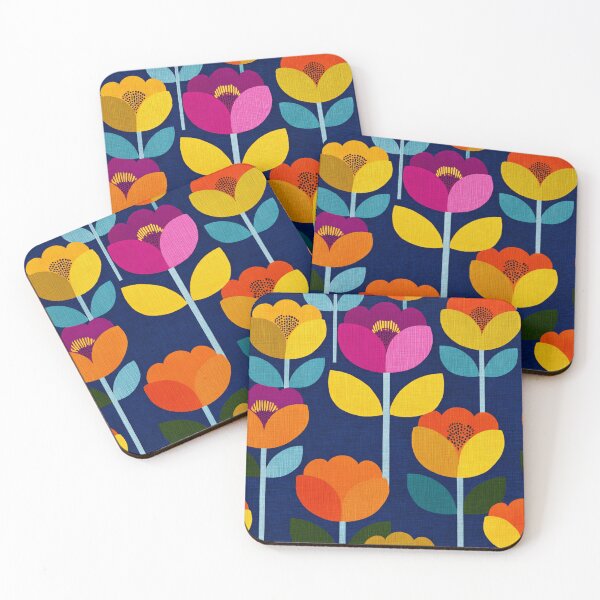 Item preview, Scandinavian Marimekko Yellow Pink blue Orange Tulips designed and sold by CraftedHome.