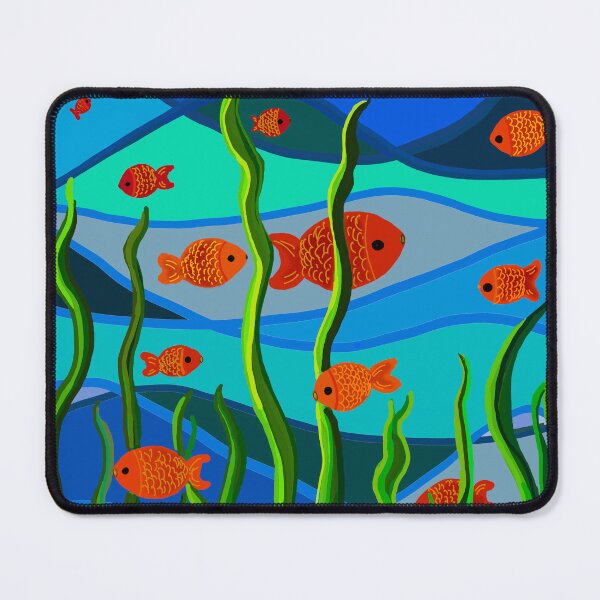 Item preview, Underwater Harmony- Red Fish in Blue Currents designed and sold by Shabi4Arts.