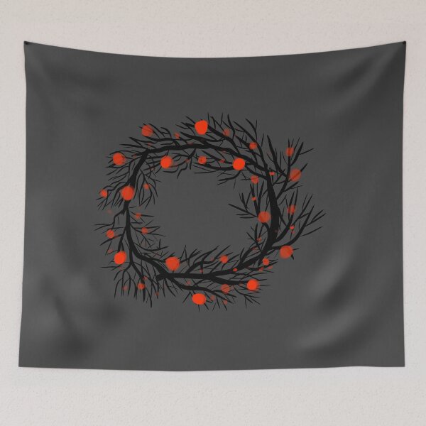 Item preview, Branch Wreath with Red Berries – Minimal Botanical Art designed and sold by creativevandal.