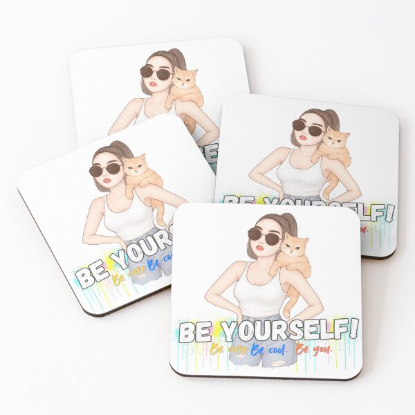 Item preview, Be Yourself! Chic Girl & Cat Art – Be Cute, Be Cool, Be You designed and sold by jaru-jaru.