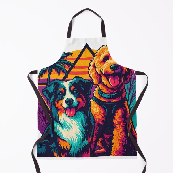 Item preview, Neon Beach Dogs – Retro Summer Glow Series | Golden Doodle & Aussie Chrome Art designed and sold by Savannarojas.