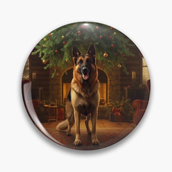 Item preview, Shepherd Dog with Green Mistletoe designed and sold by PetJoyPrintsCO.
