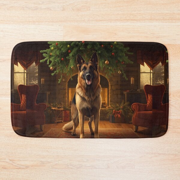 Item preview, Shepherd Dog with Green Mistletoe designed and sold by PetJoyPrintsCO.