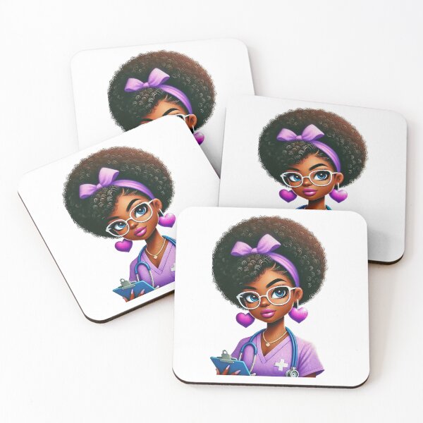 Item preview, Focused Black Nurse Studying in Purple Scrubs | Cute Medical Illustration designed and sold by Lulunza.