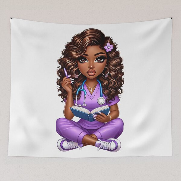 Item preview, Adorable Black Nurse Writing Notes | Nursing Student Art designed and sold by Lulunza.