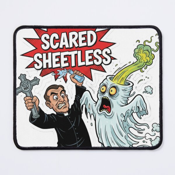 Item preview, Scared Sheetless Funny Ghost Exorcism Pun designed and sold by PunStitch.