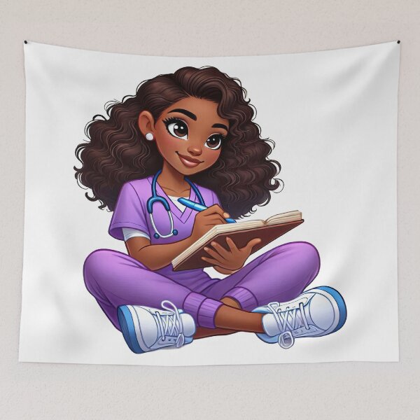 Item preview, Stylish Black Nurse with Clipboard | Confident Healthcare Worker designed and sold by Lulunza.
