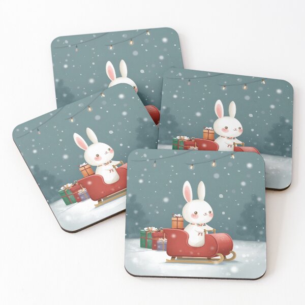 Item preview, Bunny in Toy Sleigh Ride designed and sold by PetJoyPrintsCO.