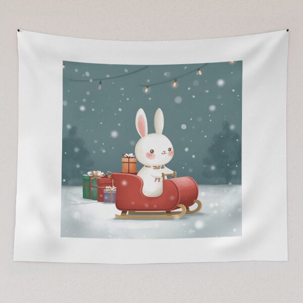 Item preview, Bunny in Toy Sleigh Ride designed and sold by PetJoyPrintsCO.
