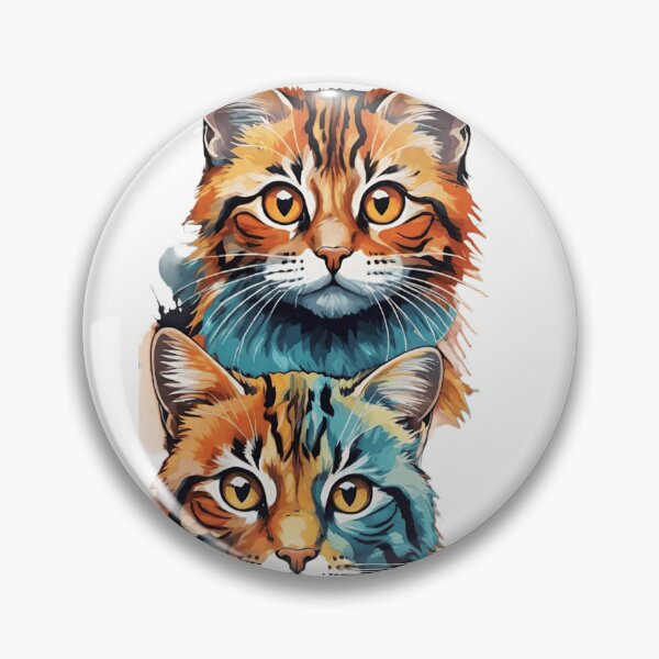 Item preview, Gatos de Color Pop: Dúo Felino en Acuarela Naranja y Azul designed and sold by norachiang.
