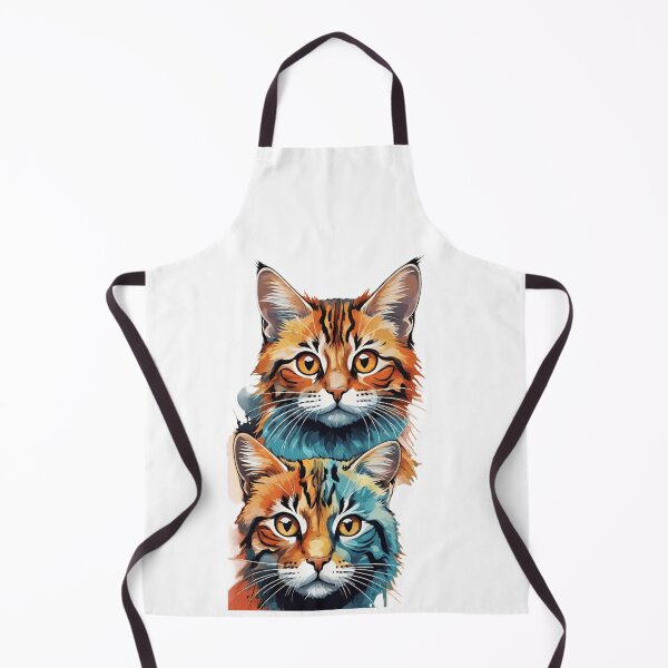 Item preview, Gatos de Color Pop: Dúo Felino en Acuarela Naranja y Azul designed and sold by norachiang.