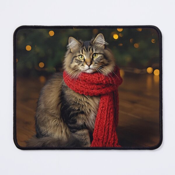 Item preview, Cat in Red Christmas Scarf designed and sold by PetJoyPrintsCO.