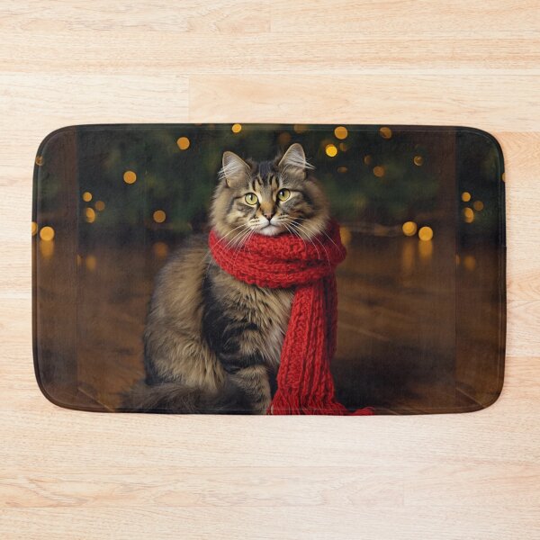 Item preview, Cat in Red Christmas Scarf designed and sold by PetJoyPrintsCO.