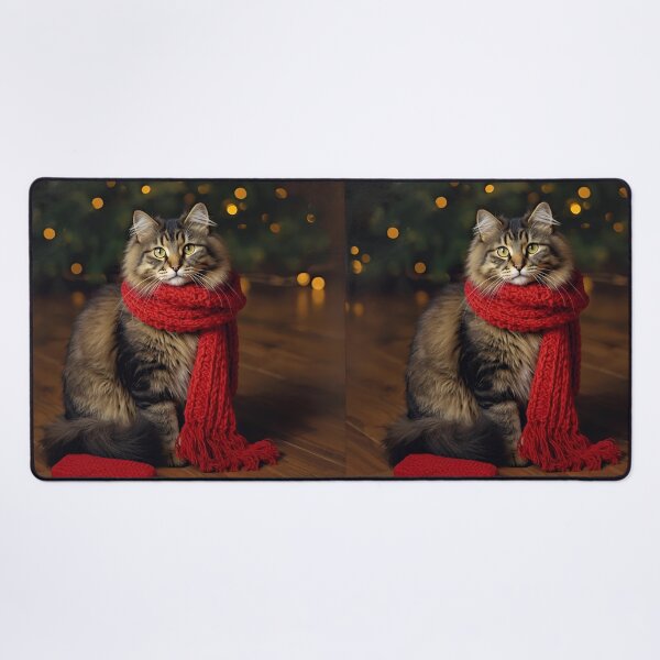 Item preview, Cat in Red Christmas Scarf designed and sold by PetJoyPrintsCO.