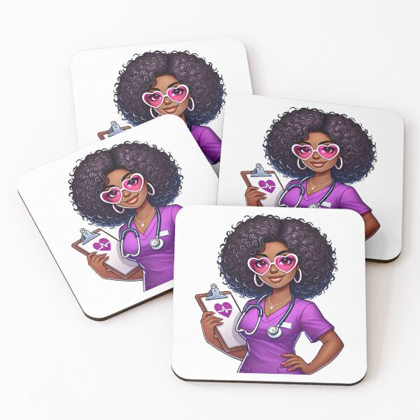 Item preview, Lovely Black Nurse with Glasses and Bow | Confident Medical Worker designed and sold by Lulunza.