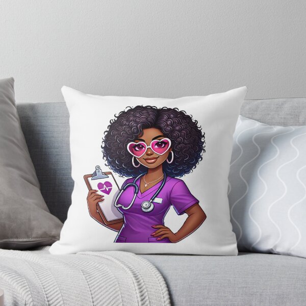 Item preview, Lovely Black Nurse with Glasses and Bow | Confident Medical Worker designed and sold by Lulunza.