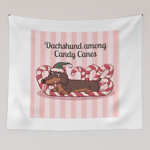 Item preview, Dachshund among Candy Canes designed and sold by PetJoyPrintsCO.