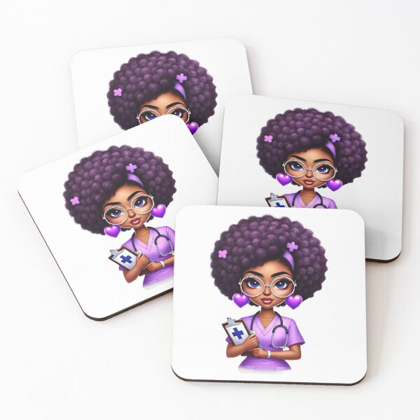 Item preview, Happy Black Nurse with Clipboard | Nurse Life in Purple Scrubs designed and sold by Lulunza.