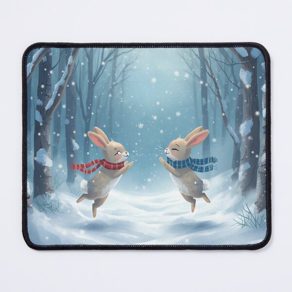 Item preview, Arctic Hares Playing in a Snowy Forest designed and sold by WildlifeWhimsy.