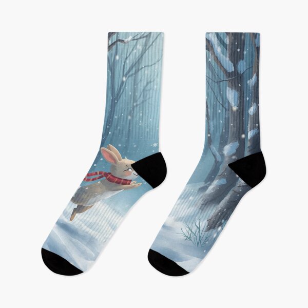 Item preview, Arctic Hares Playing in a Snowy Forest designed and sold by WildlifeWhimsy.