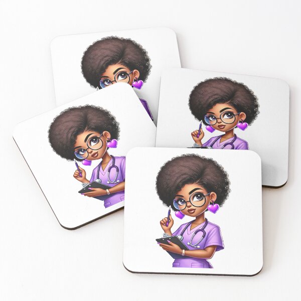 Item preview, Curly Hair Black Nurse Studying | Beautiful Nursing Student Design designed and sold by Lulunza.