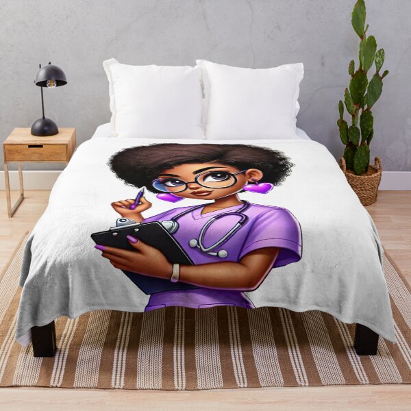 Item preview, Curly Hair Black Nurse Studying | Beautiful Nursing Student Design designed and sold by Lulunza.