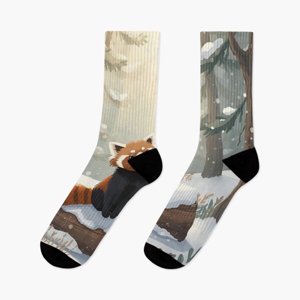 Item preview, Red Panda and Fox in the Winter Morning Light designed and sold by WildlifeWhimsy.