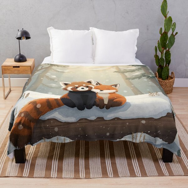 Item preview, Red Panda and Fox in the Winter Morning Light designed and sold by WildlifeWhimsy.