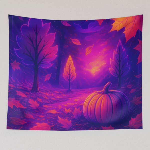 Item preview, Neon Autumn Glow – Surreal Synthwave Pumpkin Forest designed and sold by JWsNeonHorizons.
